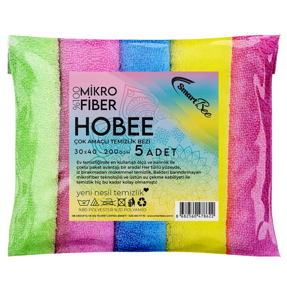 HOBEE - 200 gr/m2 4 Szín 5 db Mikroszálas Törlőkendő 40x30cm