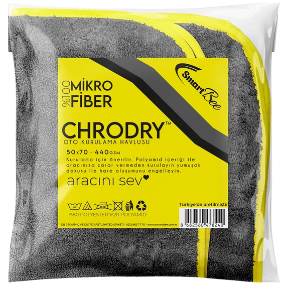 SmartBee CHRODRY 440 gr/m2  mikroszálas autószárító törölköző 50x70 cm antracit